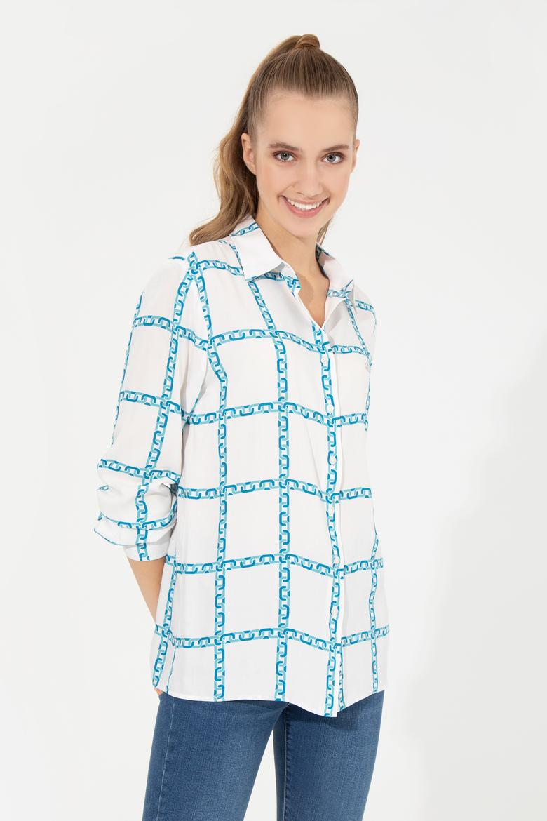 Kadın Ekru Uzun Kollu Gömlek