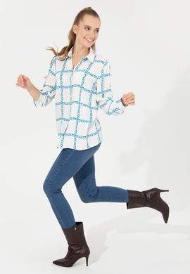 Kadın Ekru Uzun Kollu Gömlek - 50254396012