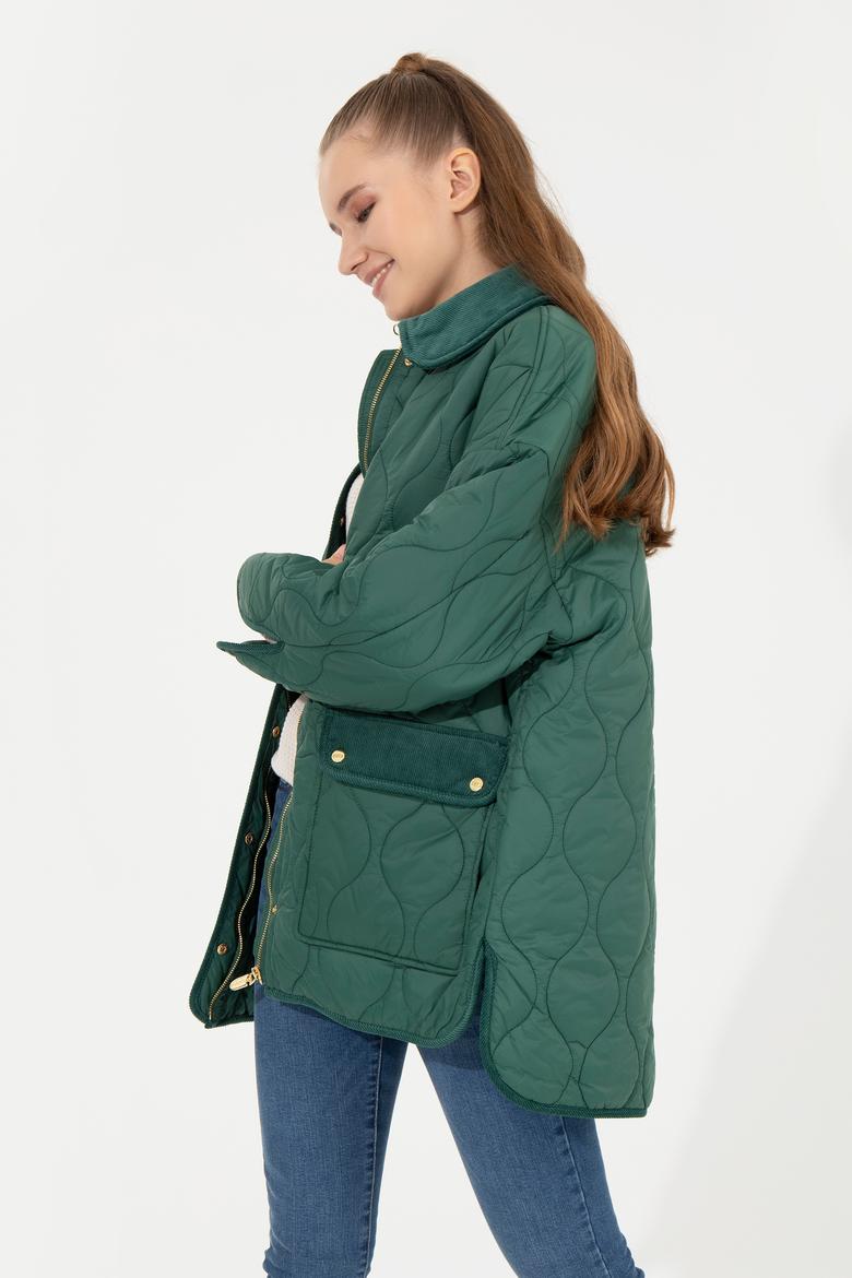 Kadın Koyu Yeşil Kaban - 50252941016