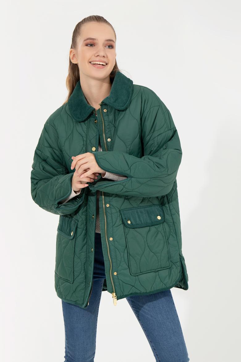 Kadın Koyu Yeşil Kaban
