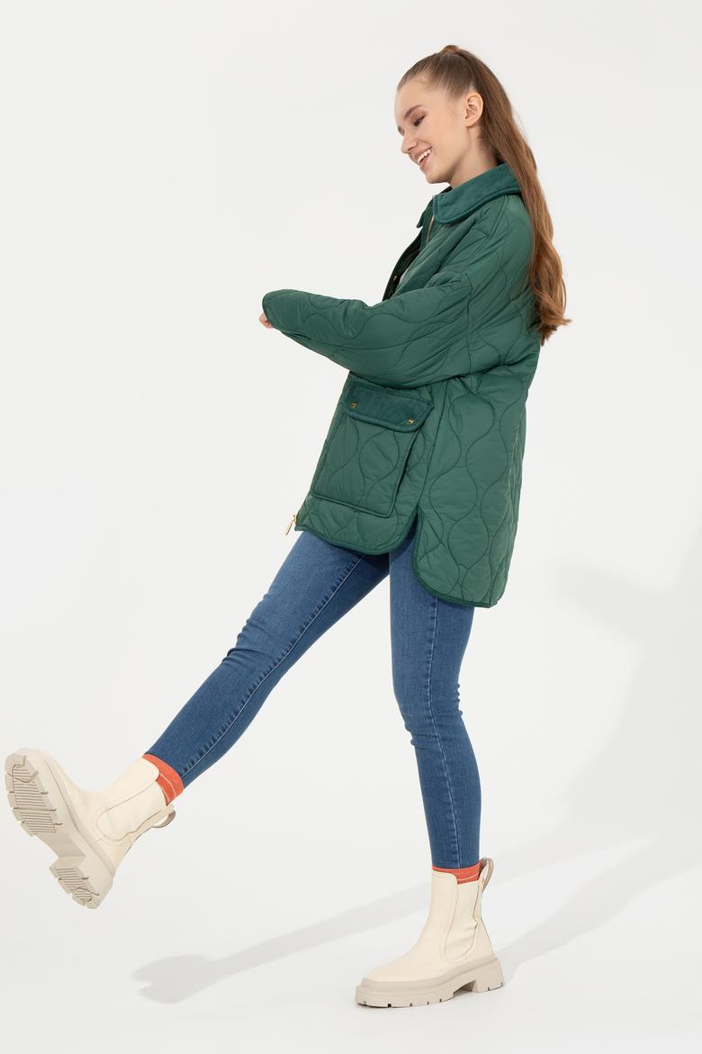 Kadın Koyu Yeşil Kaban - 50252941016