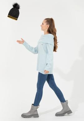 Kadın Mavi Bisiklet Yaka Kazak - 50253330012