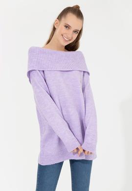 Kadın Lila Bisiklet Yaka Kazak - 50253330005