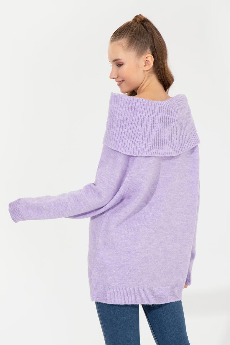 Kadın Lila Bisiklet Yaka Kazak - 50253330005