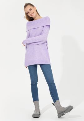 Kadın Lila Bisiklet Yaka Kazak - 50253330005