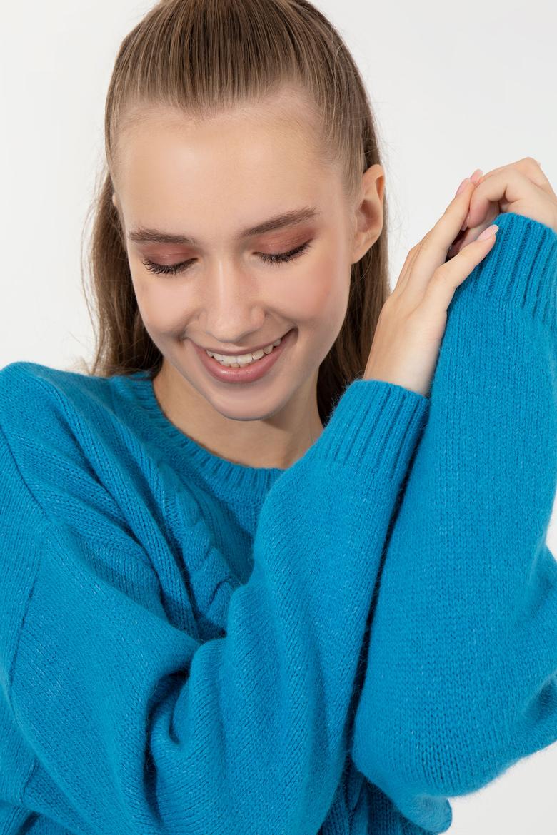 Kadın Kobalt Mavi Kazak - 50256651001