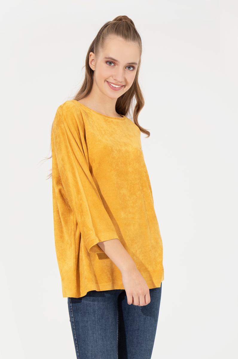 Kadın Safran Bisiklet Yaka Sweatshirt