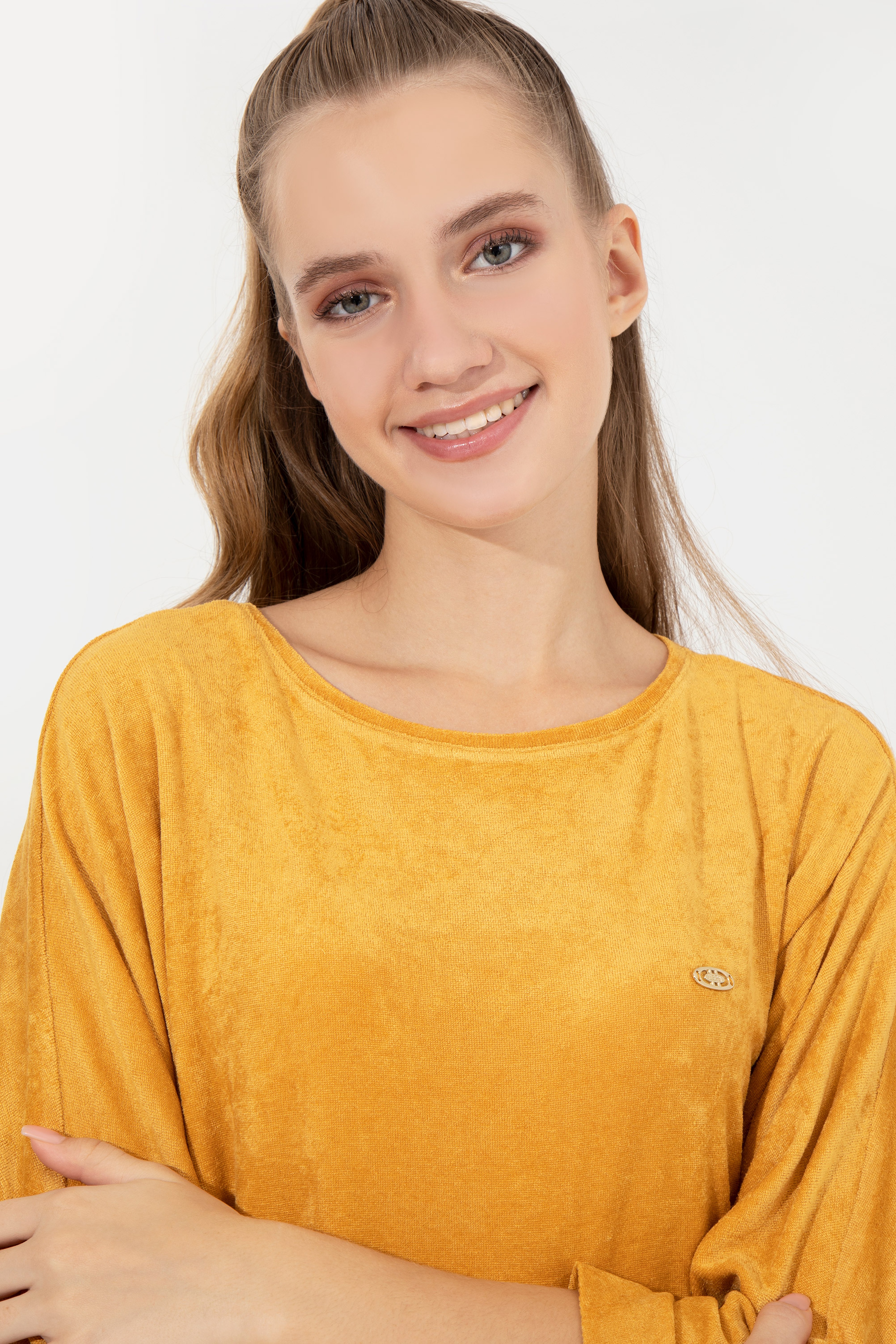 Kadın Safran Bisiklet Yaka Sweatshirt - Image 4