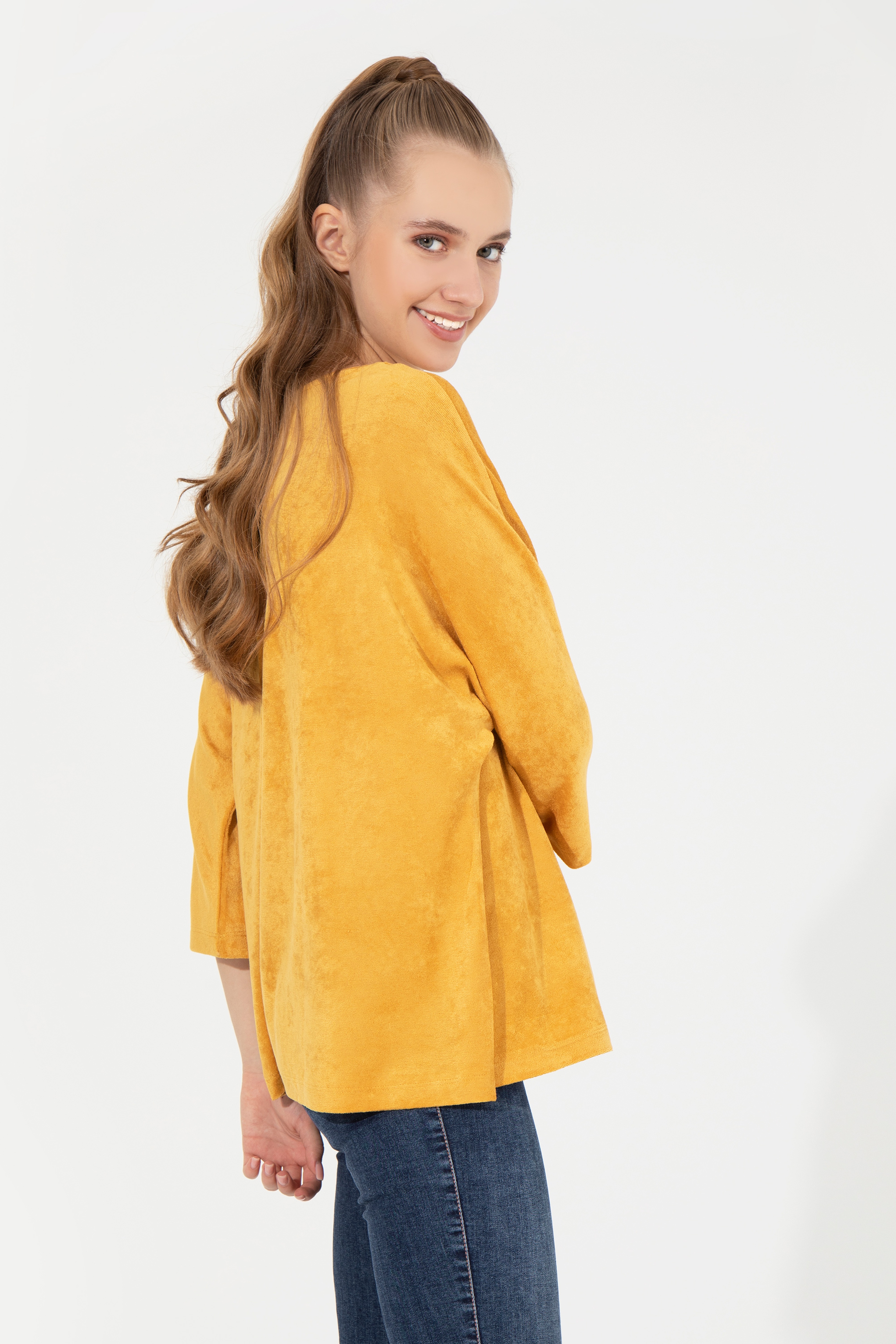 Kadın Safran Bisiklet Yaka Sweatshirt - Image 3