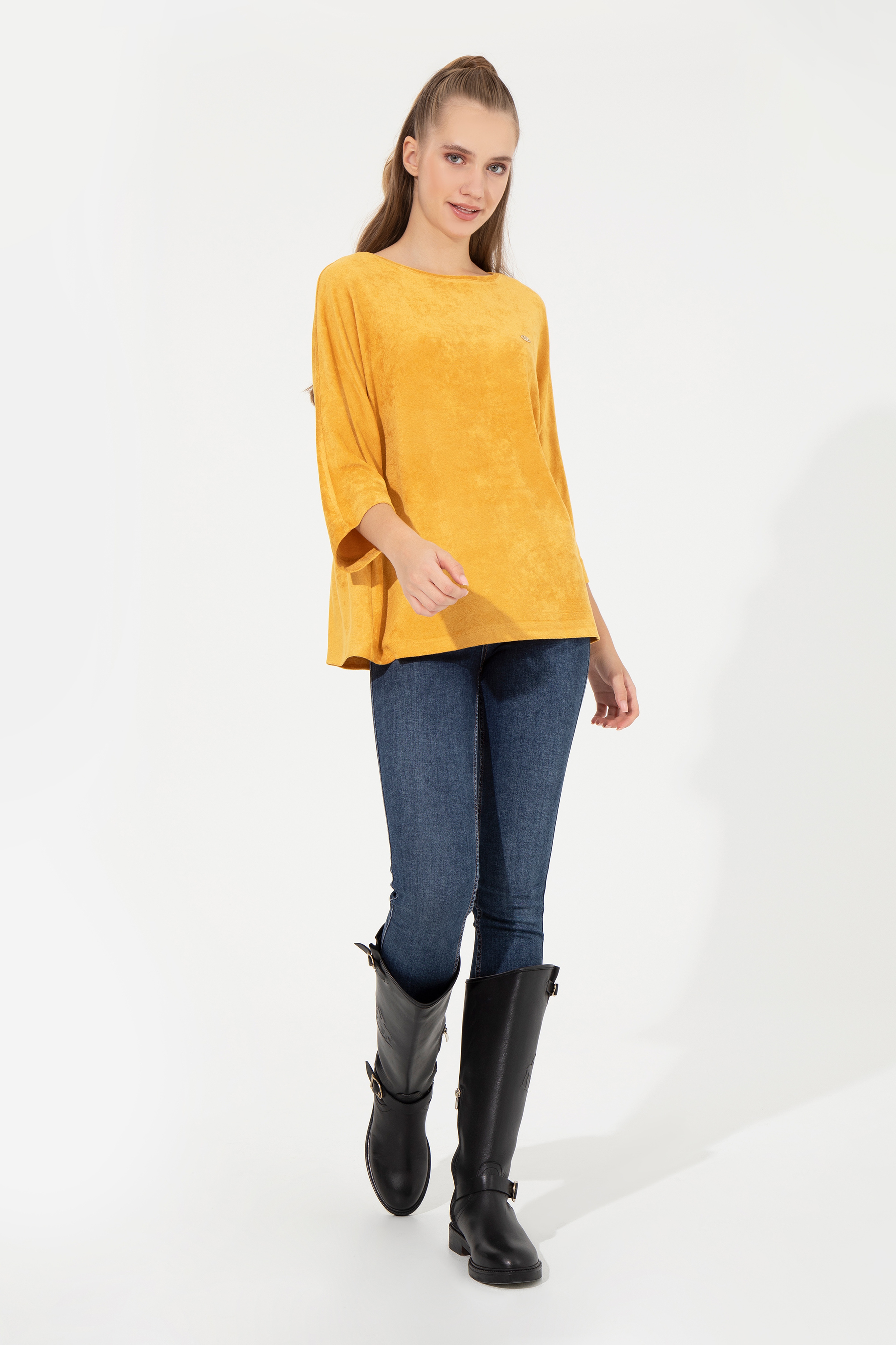Kadın Safran Bisiklet Yaka Sweatshirt - Image 2