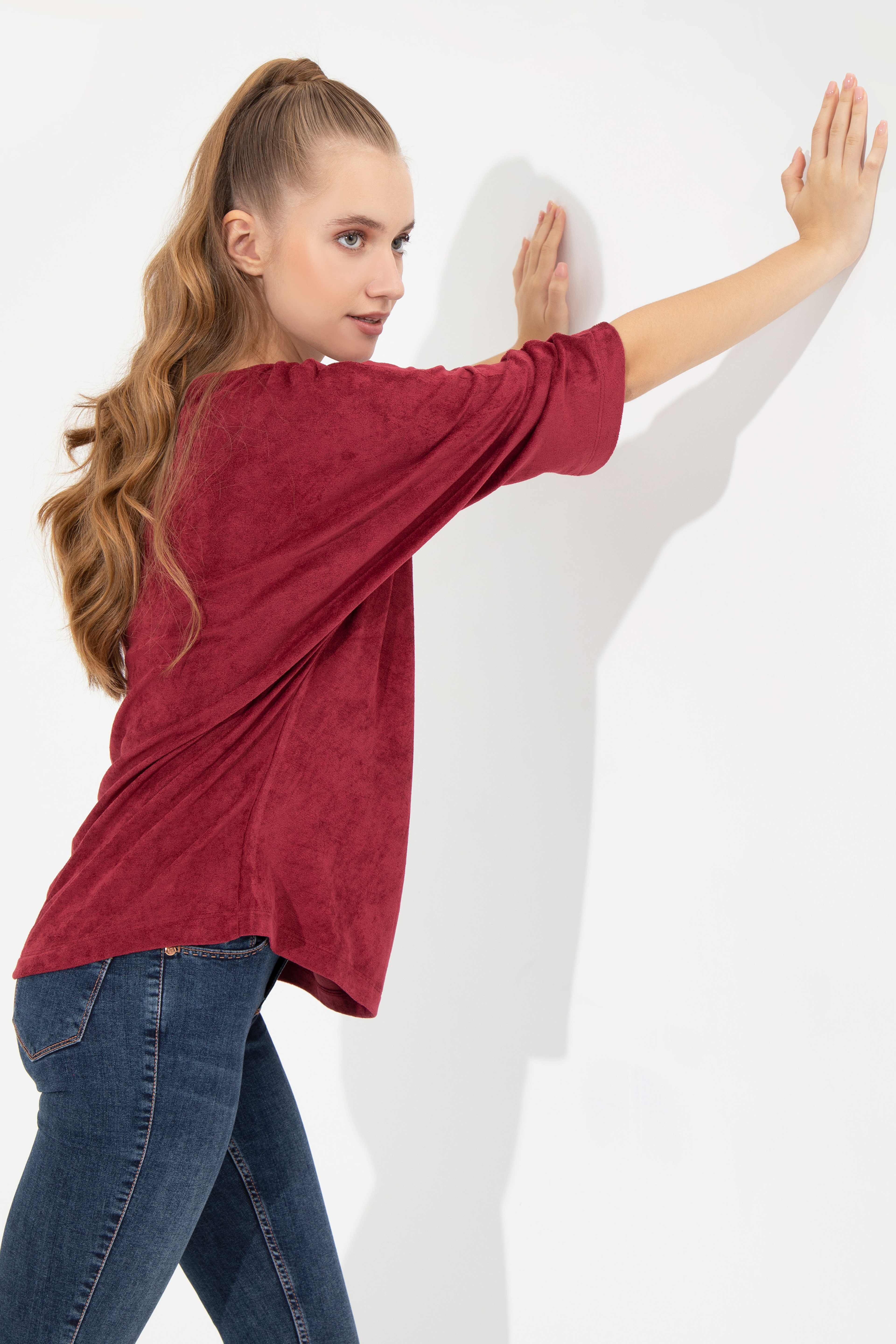 Kadın Vişne Sweatshirt - Image 5