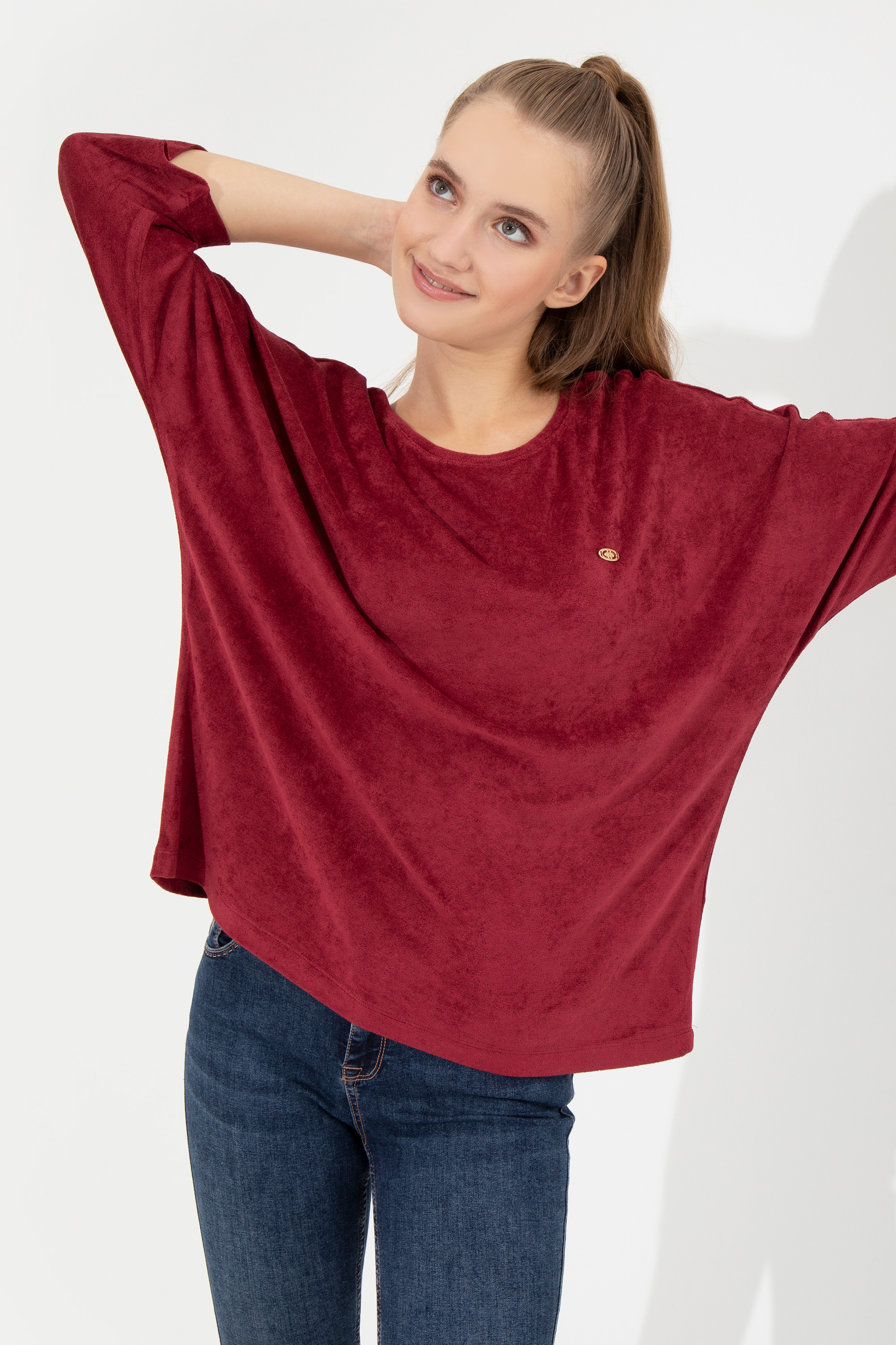Kadın Vişne Sweatshirt - Image 2