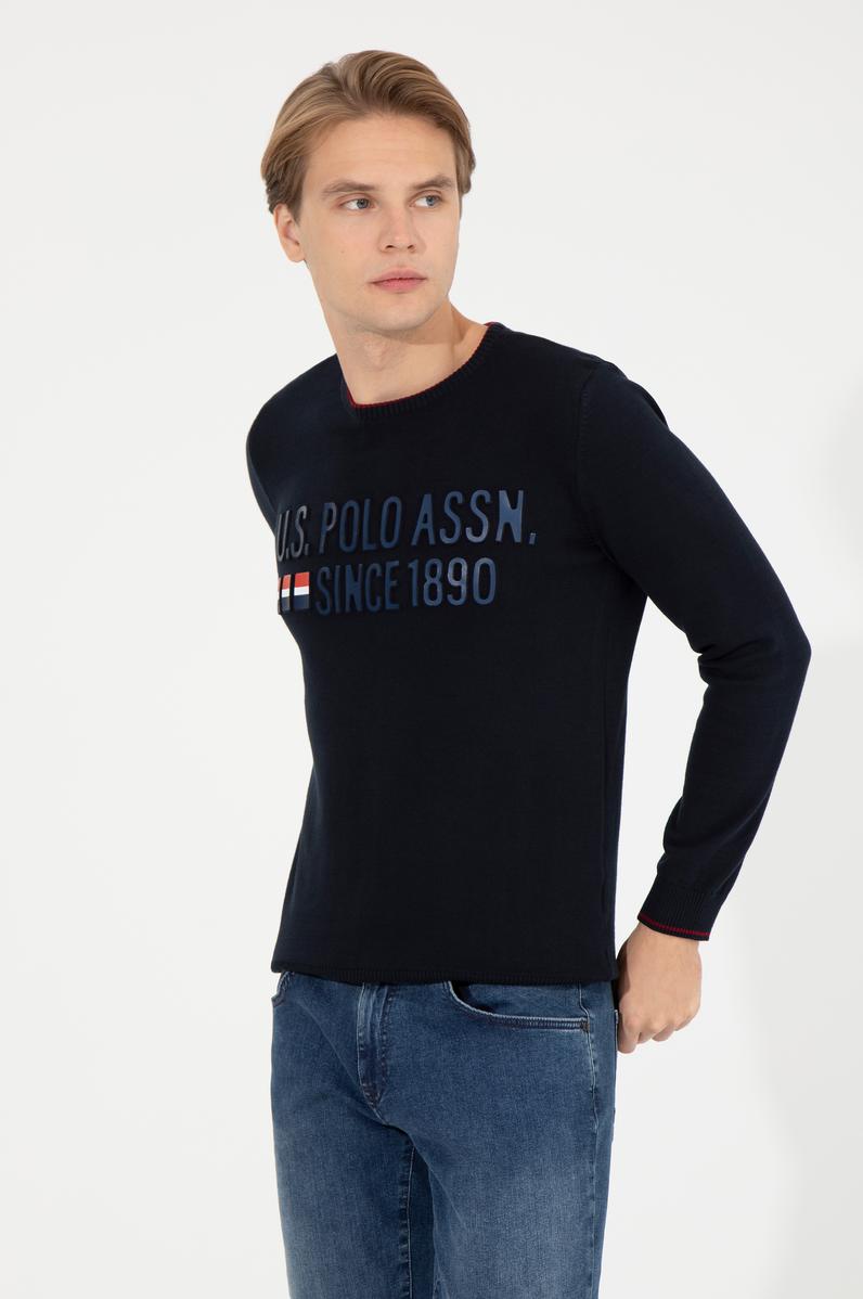 Erkek Lacivert Bisiklet Yaka Triko Kazak