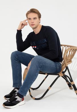 Erkek Lacivert Bisiklet Yaka Triko Kazak - 50253993002