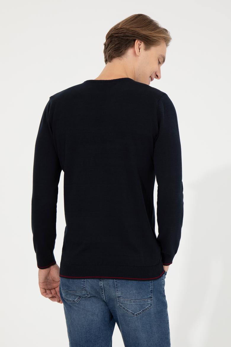 Erkek Lacivert Bisiklet Yaka Triko Kazak - 50253993002