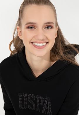 Kadın Siyah Kapüşonlu Basic Sweatshirt - 50256249077