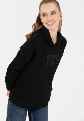 Kadın Siyah Kapüşonlu Basic Sweatshirt - 50256249077