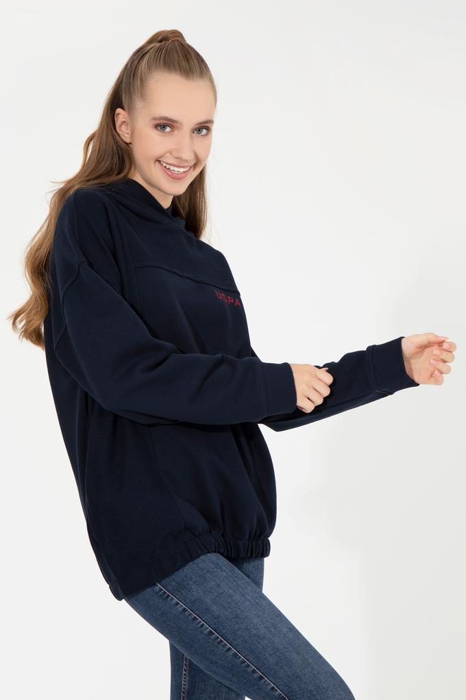 Kadın Lacivert Kapüşonlu Sweatshirt