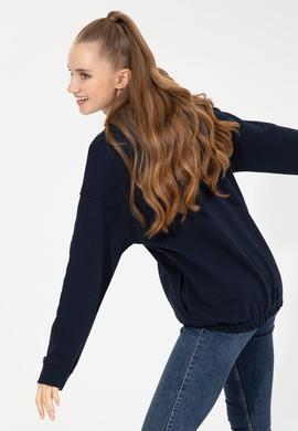 Kadın Lacivert Kapüşonlu Sweatshirt - 50261256016