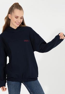 Kadın Lacivert Kapüşonlu Sweatshirt - 50261256016