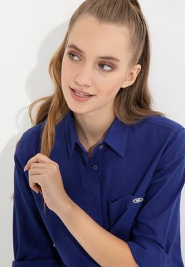 Kadın Mavi Uzun Kollu Gömlek - 50251872027