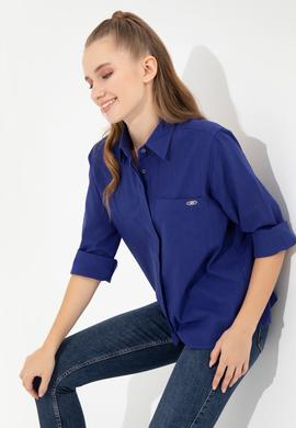 Kadın Mavi Uzun Kollu Gömlek - 50251872027