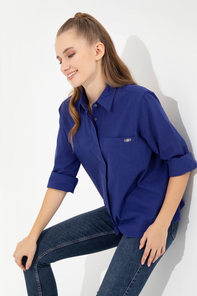 Kadın Mavi Uzun Kollu Gömlek