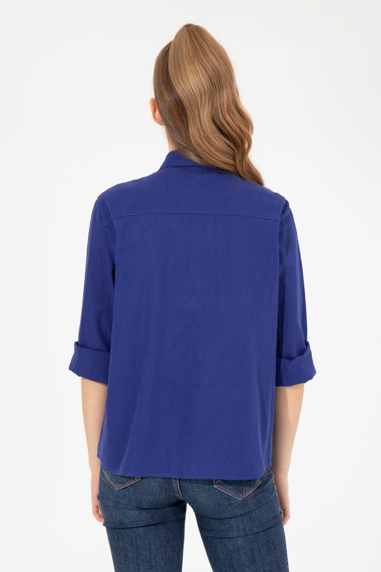 Kadın Mavi Uzun Kollu Gömlek - 50251872027