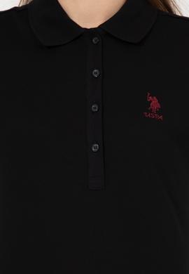 Kadın Siyah Polo Yaka Basic Sweatshirt - 50256259048