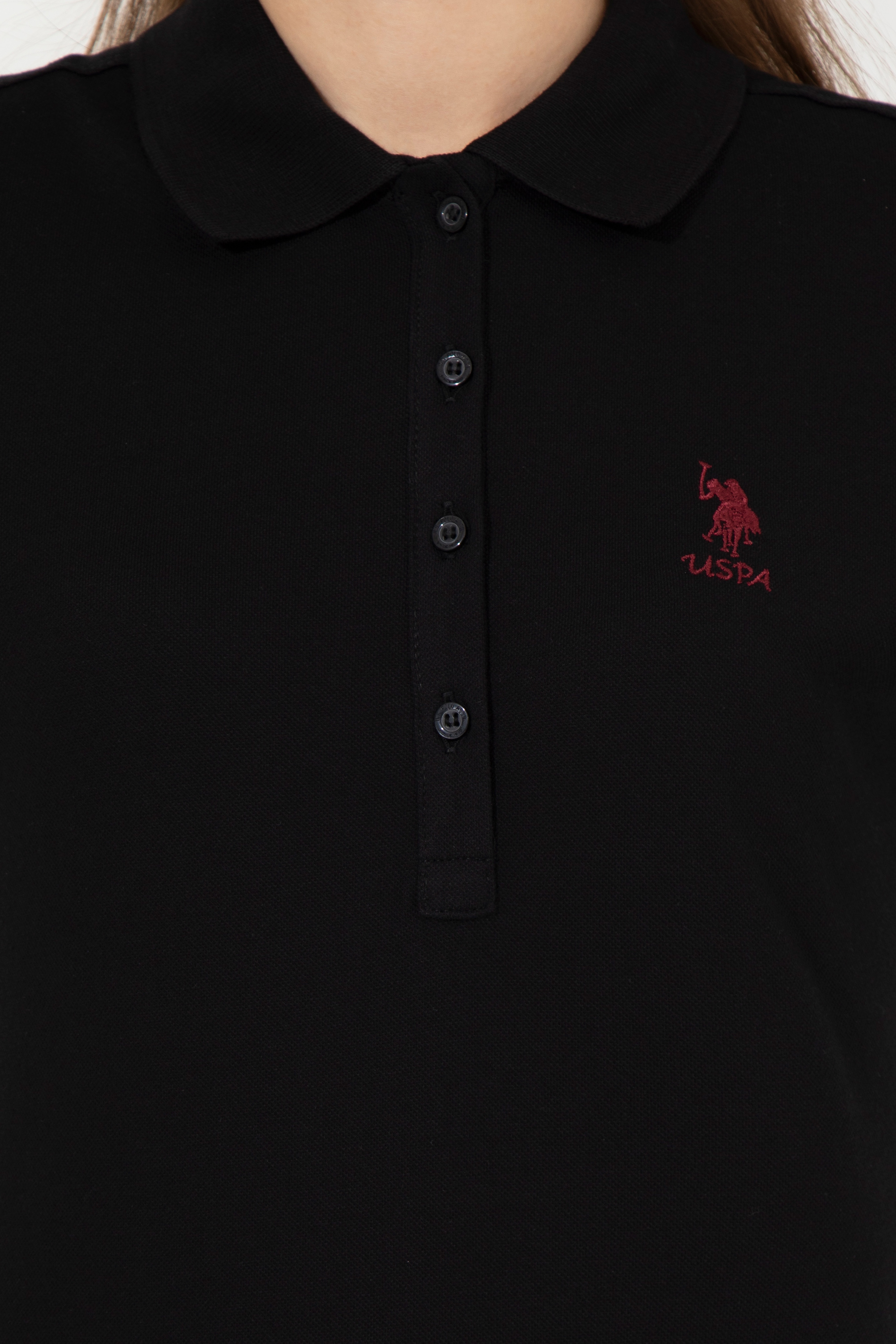 Kadın Siyah Polo Yaka Basic Sweatshirt