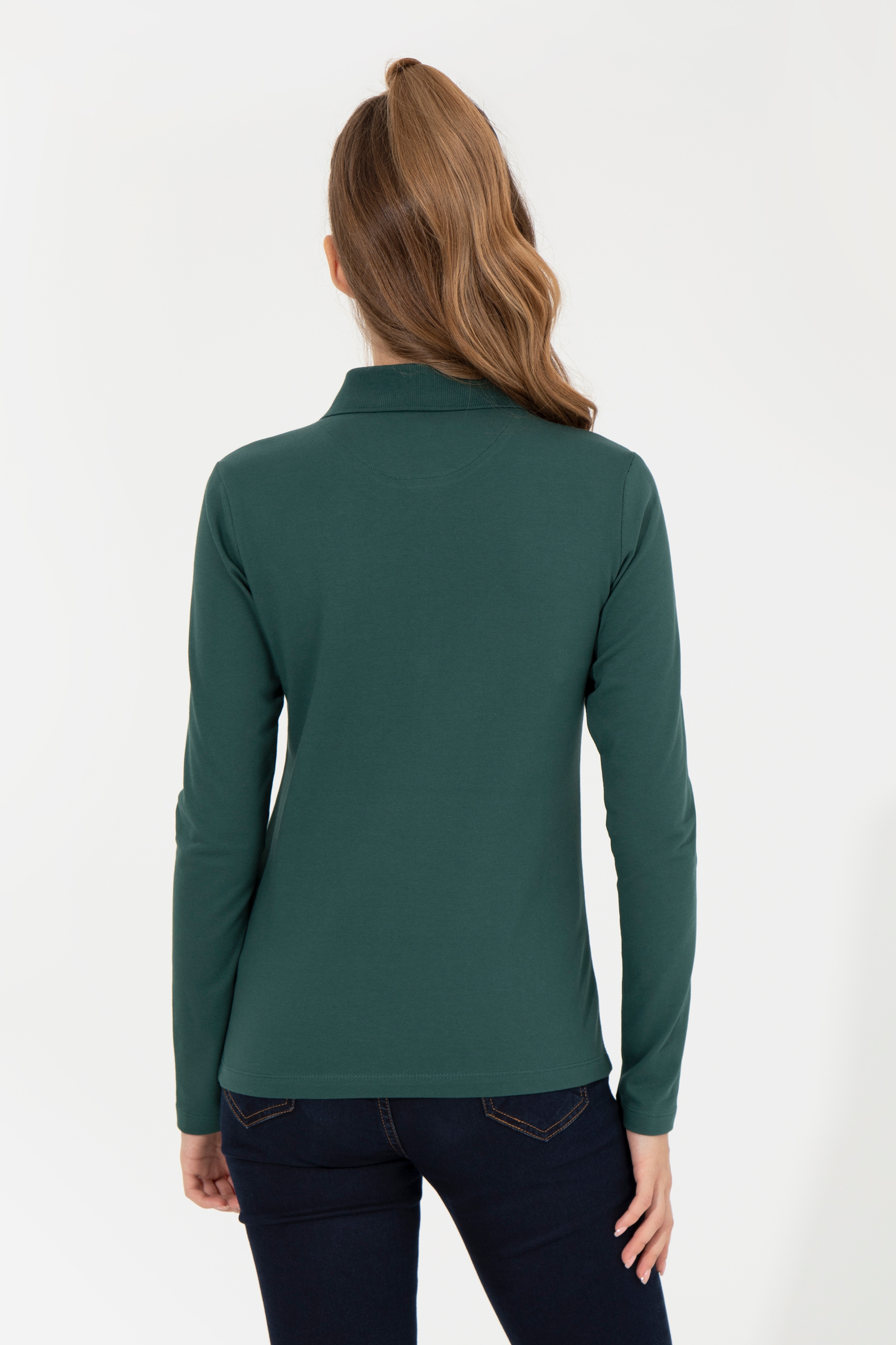 Kadın Yeşil Basic Sweatshirt - Image 5