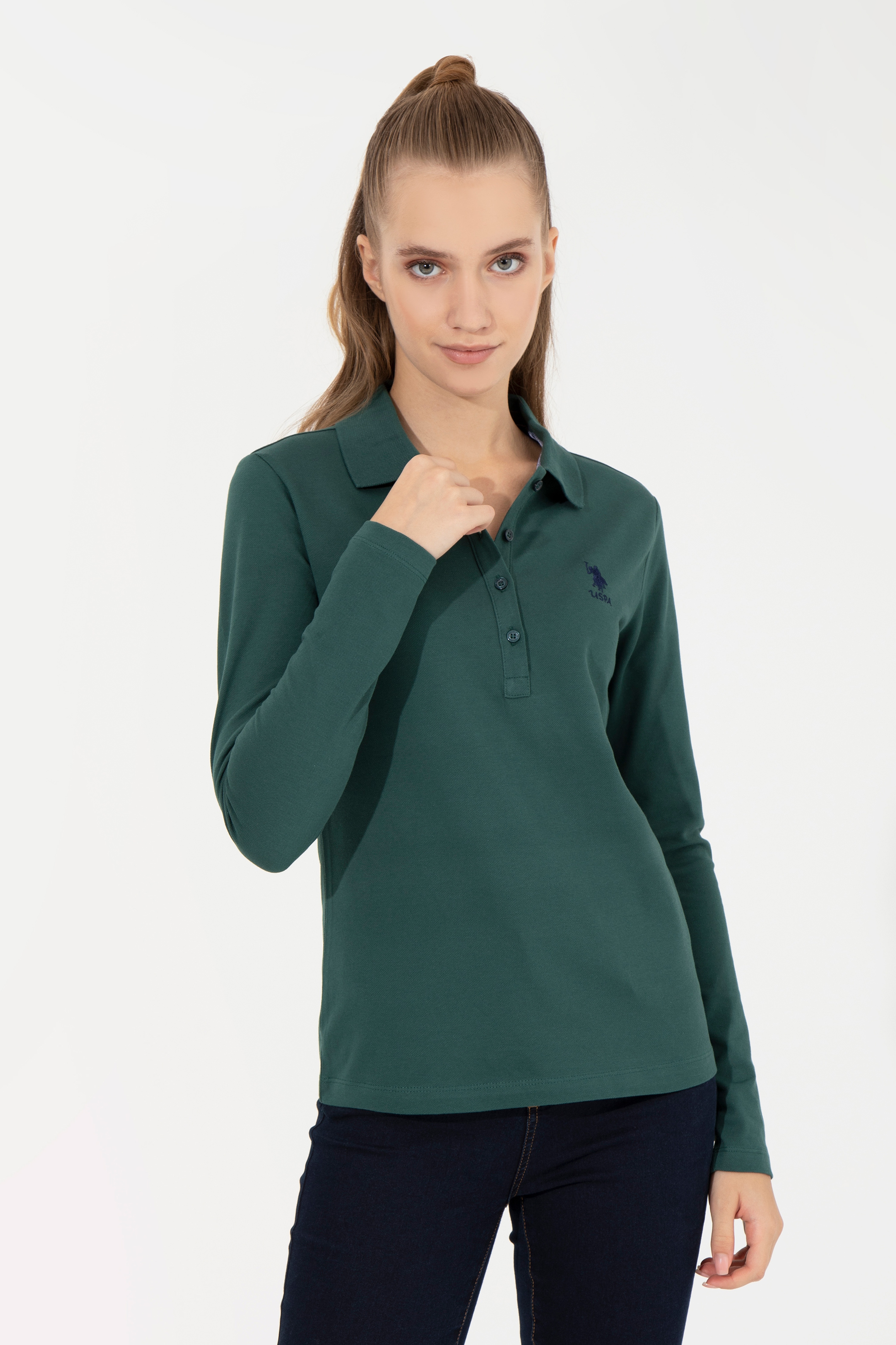 Kadın Yeşil Basic Sweatshirt - Image 1