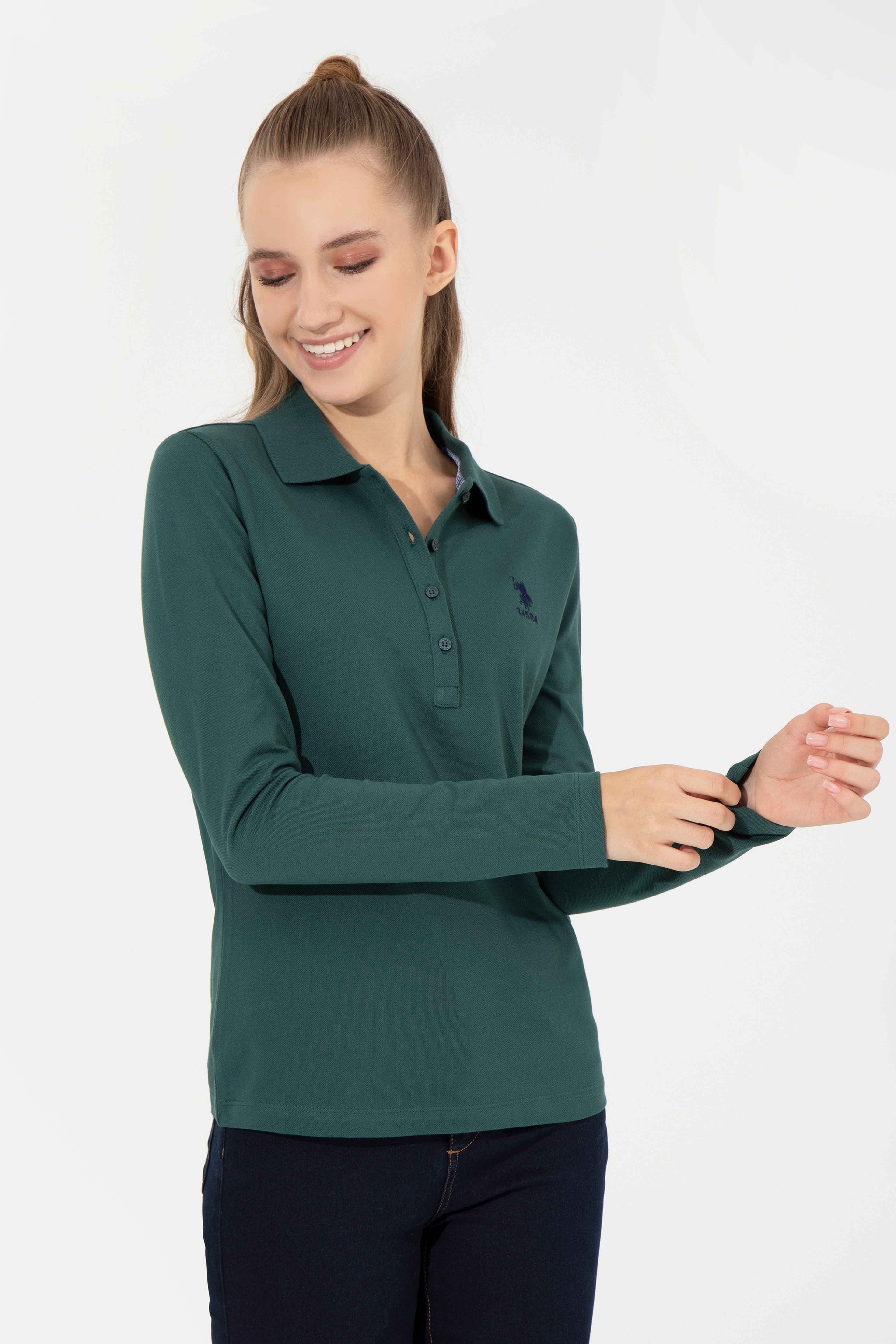 Kadın Yeşil Basic Sweatshirt - Image 3