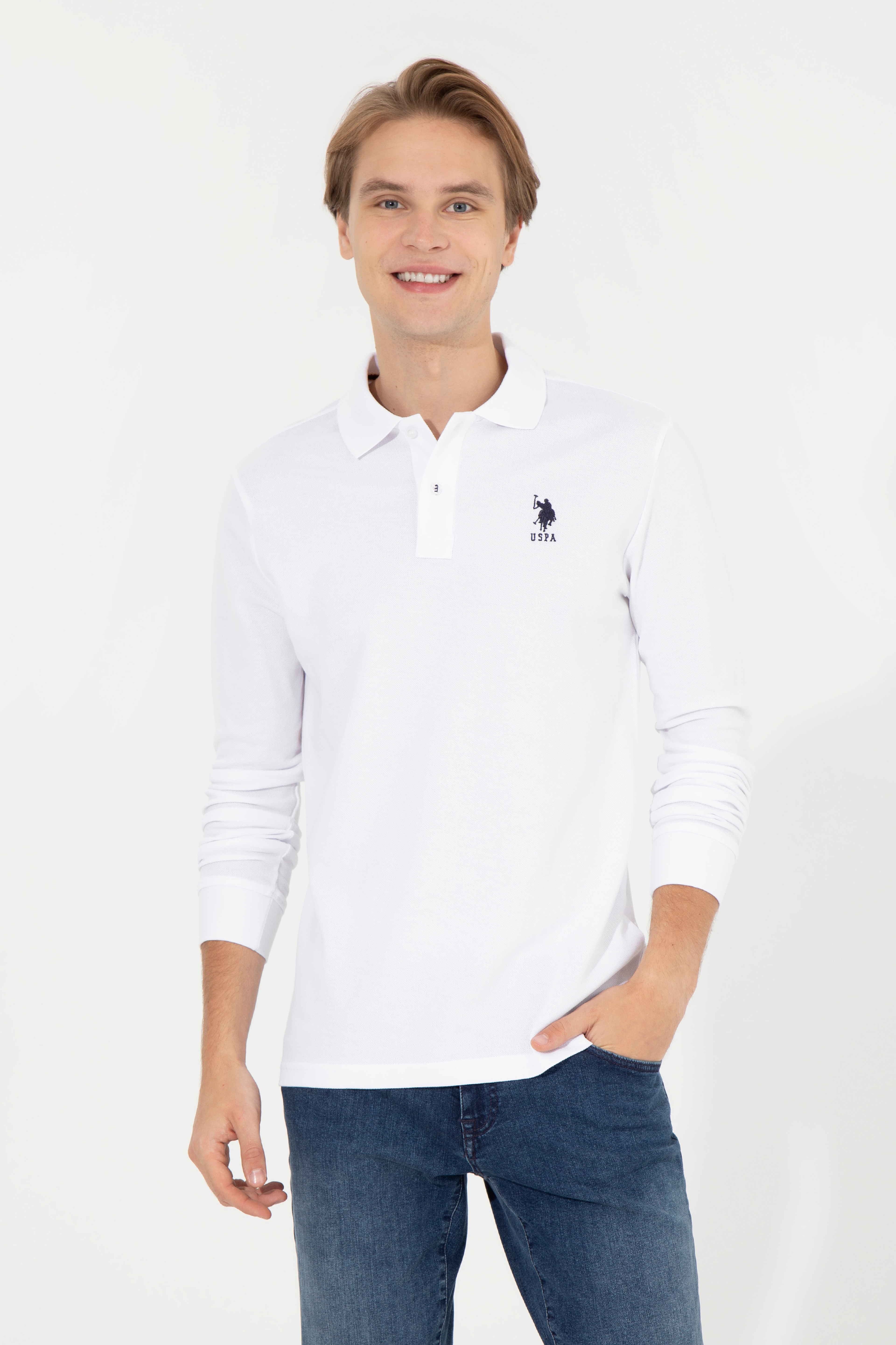 Erkek Beyaz Basic Sweatshirt