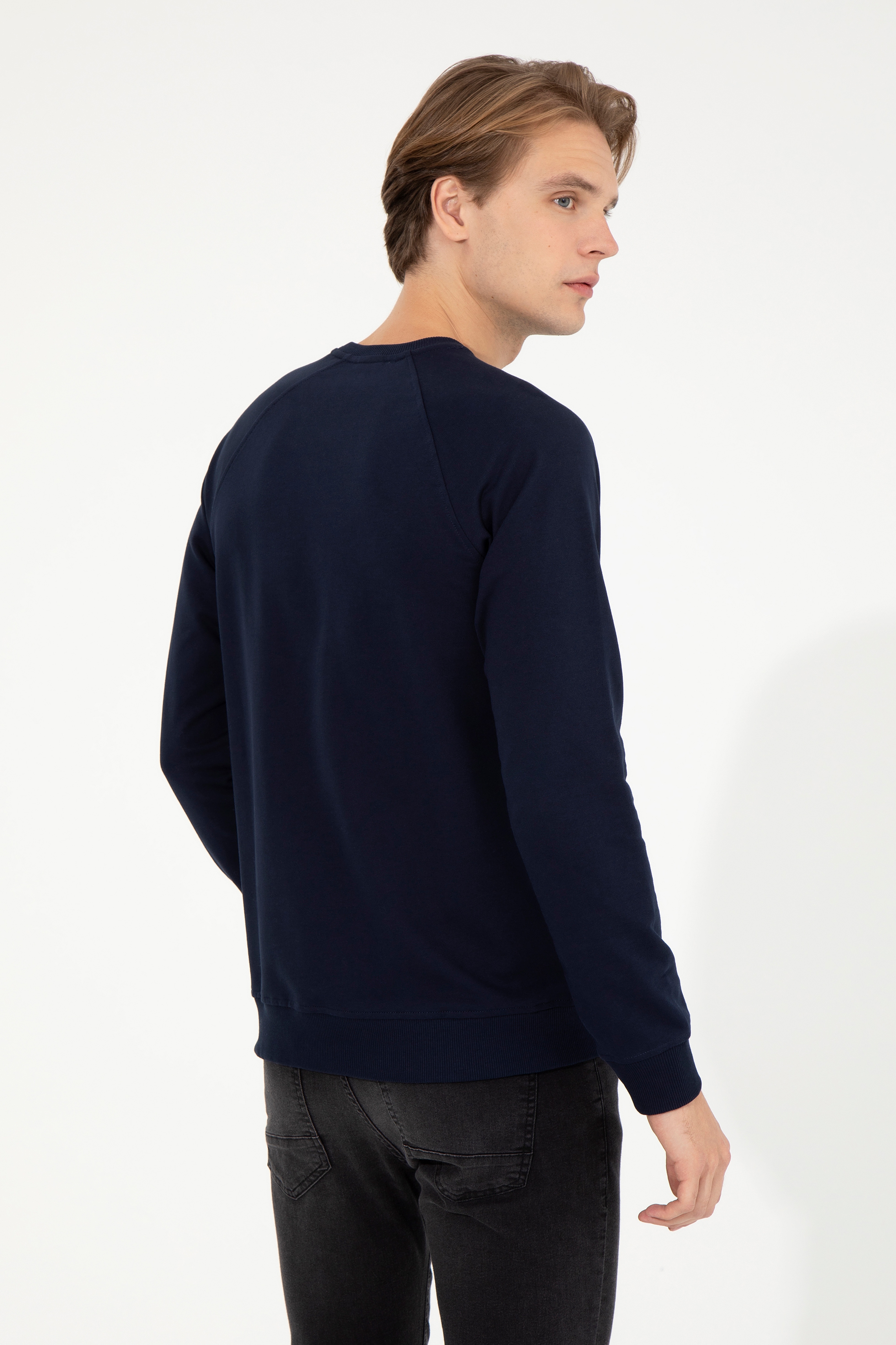 Erkek Lacivert Basic Sweatshirt - Image 5
