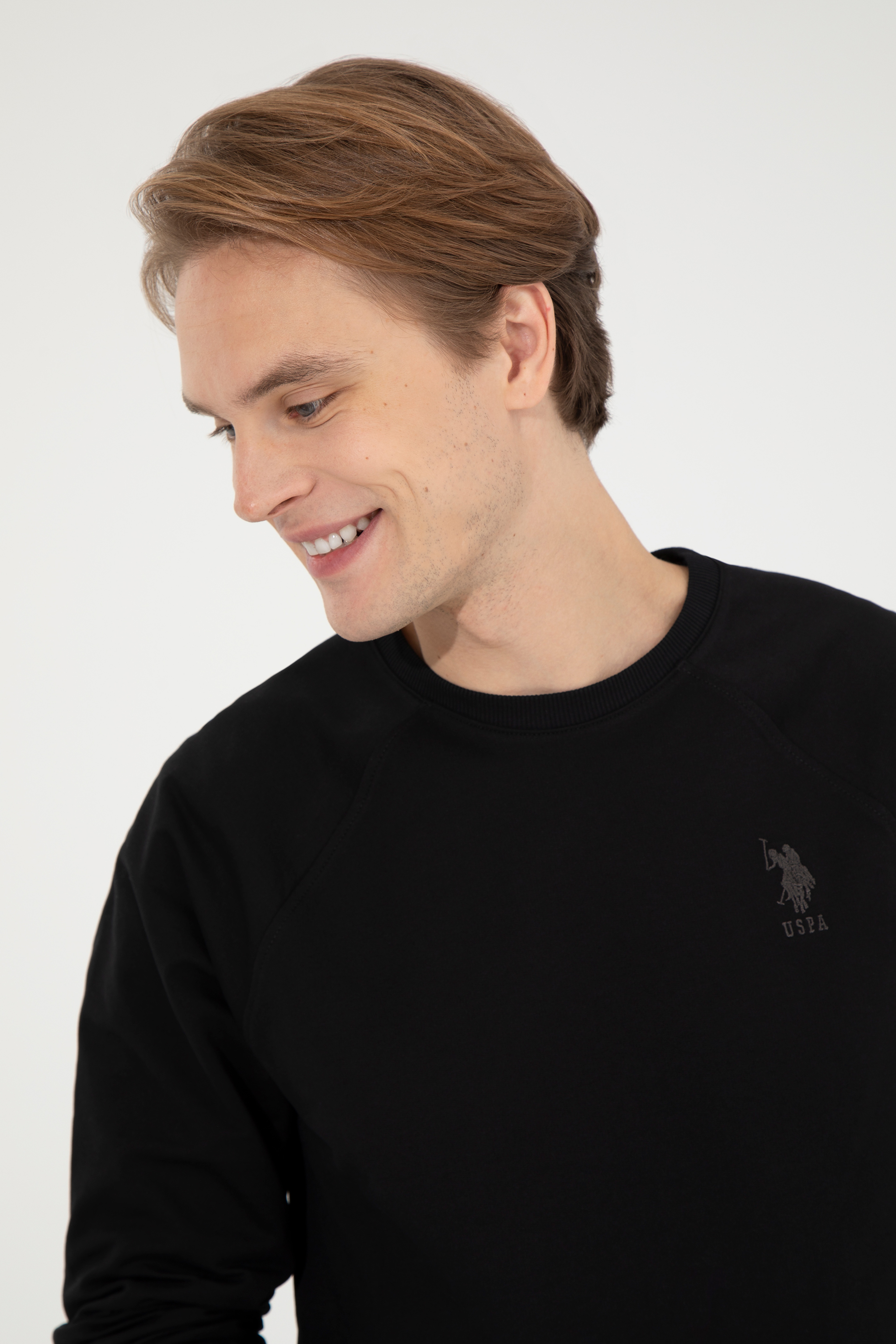 Erkek Siyah Basic Sweatshirt - Image 2