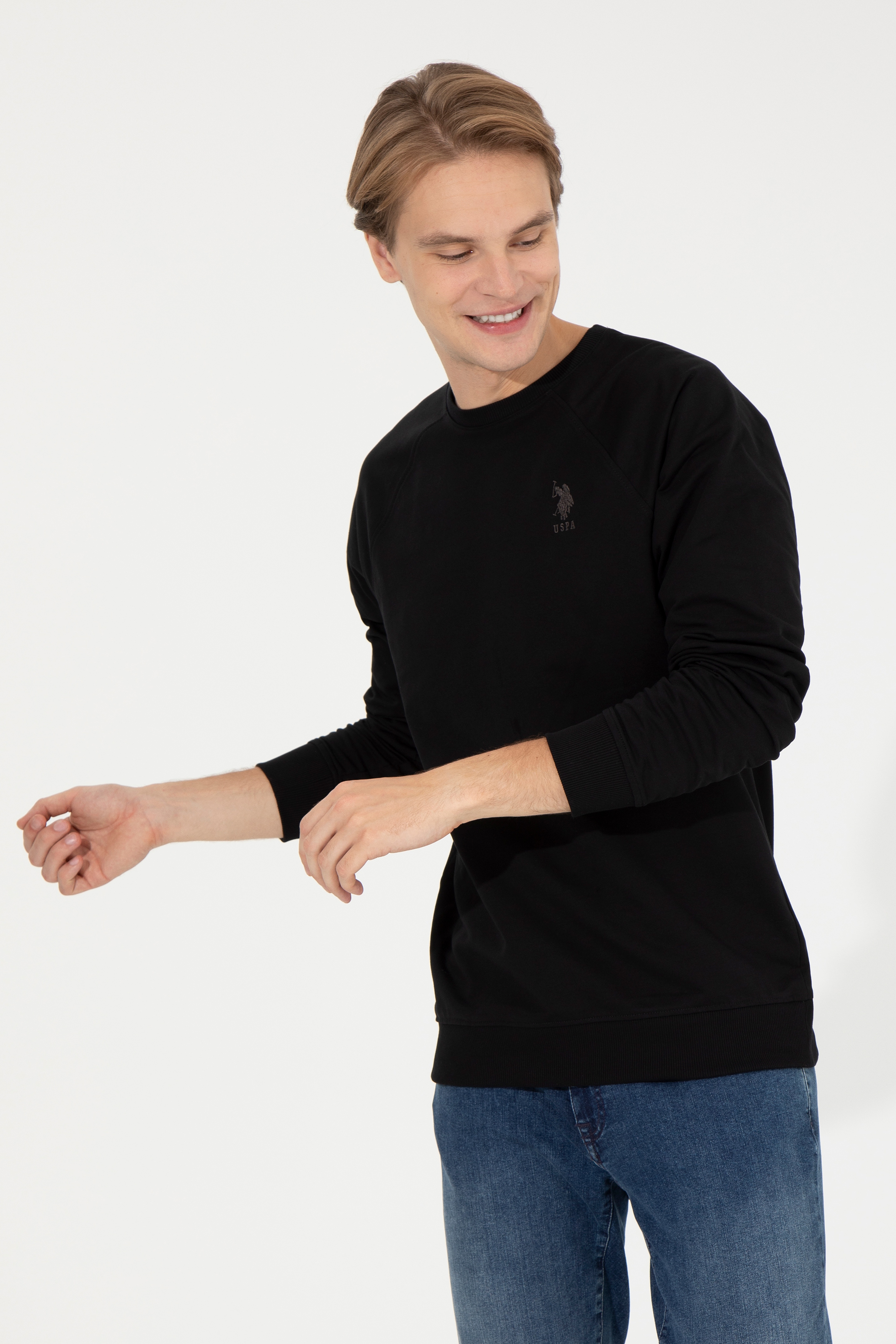Erkek Siyah Basic Sweatshirt - Image 1