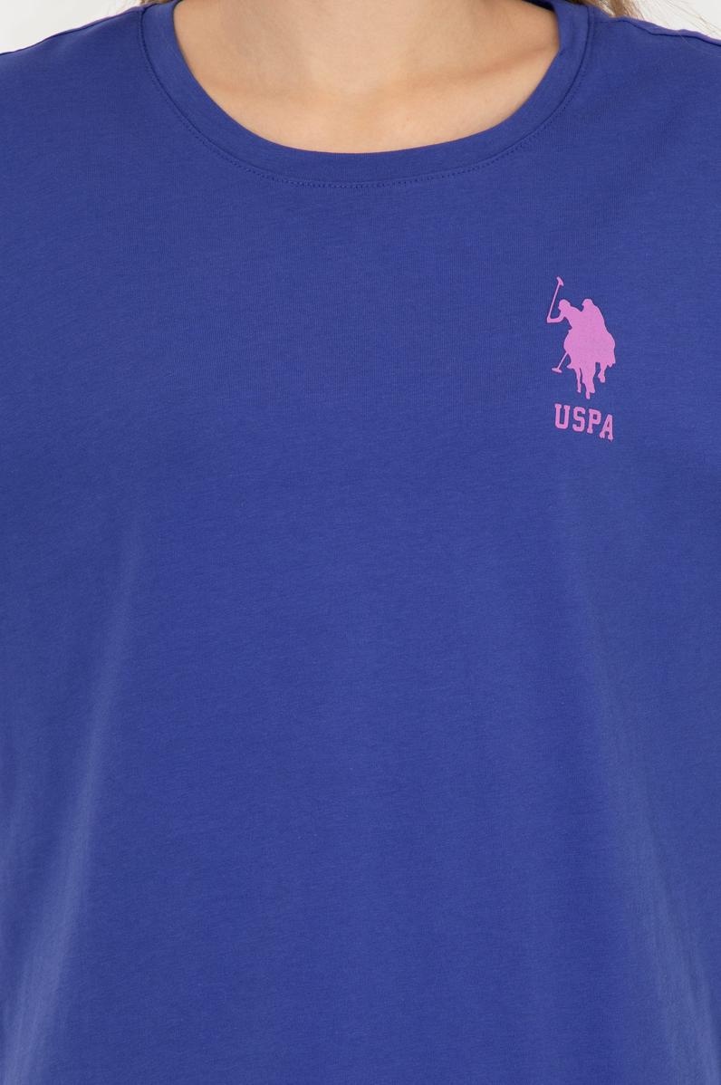 Kadın Mavi Bisiklet Yaka Tişört