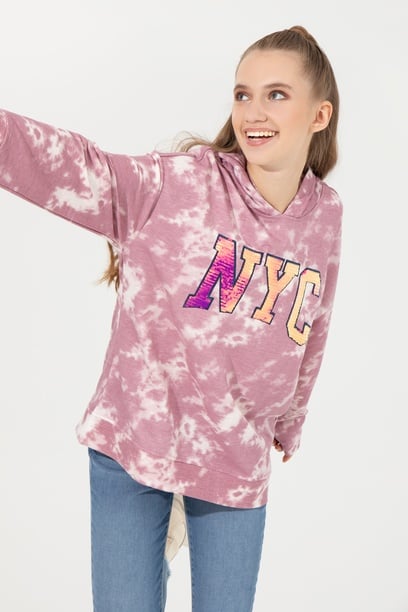 Kadın Açık  Manolya Kapüşonlu Sweatshirt