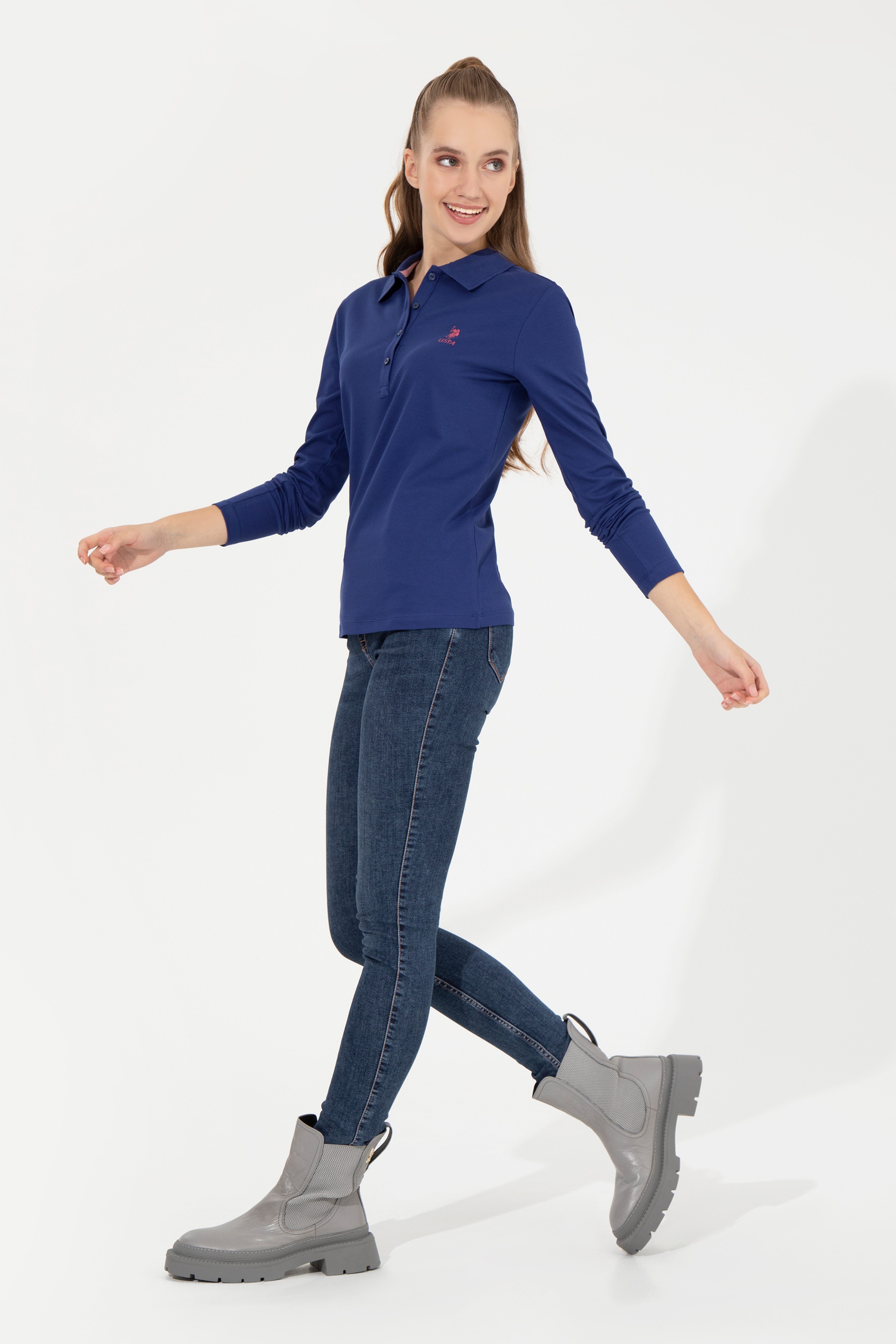 Kadın Mavi Basic Sweatshirt - Image 4