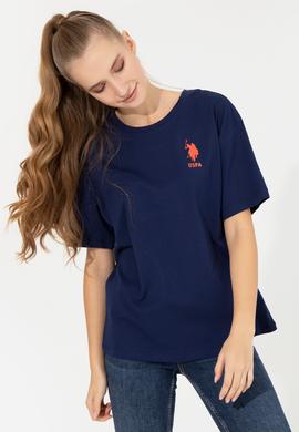 Kadın Lacivert Bisiklet Yaka Tişört - 50246219005