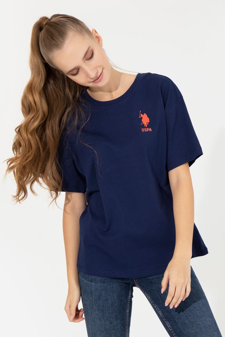 Kadın Lacivert Bisiklet Yaka Tişört - 50246219005