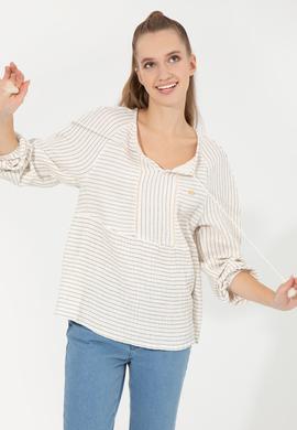 Kadın Krem Uzun Kollu Gömlek - 50249538006