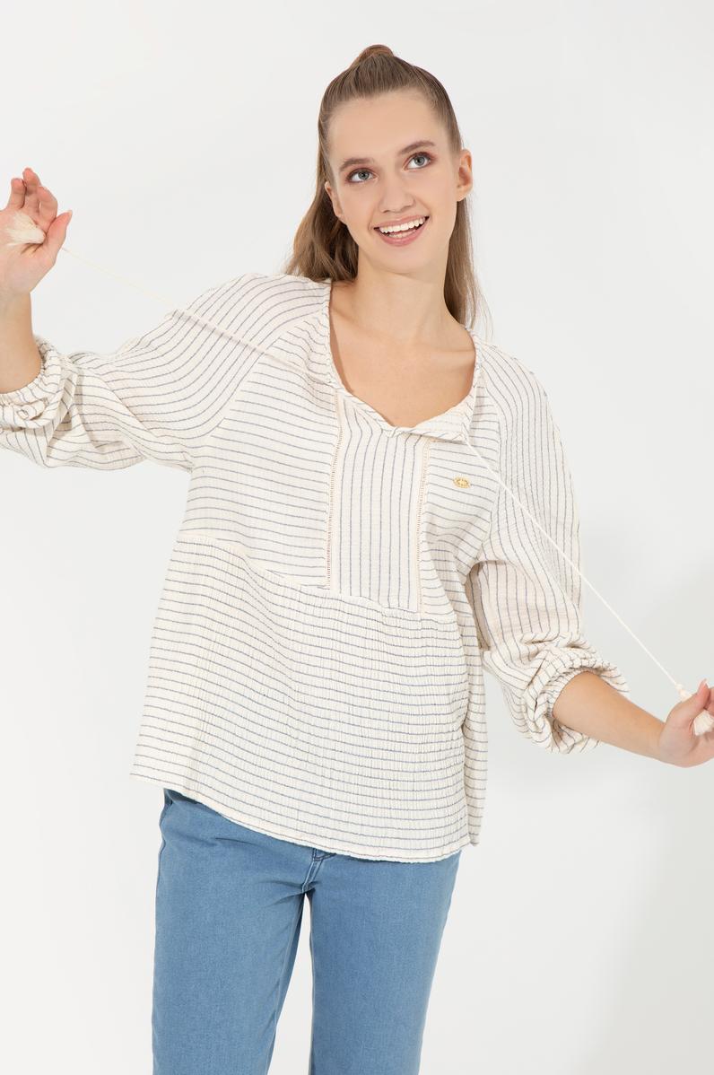 Kadın Krem Uzun Kollu Gömlek