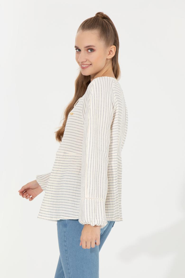 Kadın Krem Uzun Kollu Gömlek - 50249538006