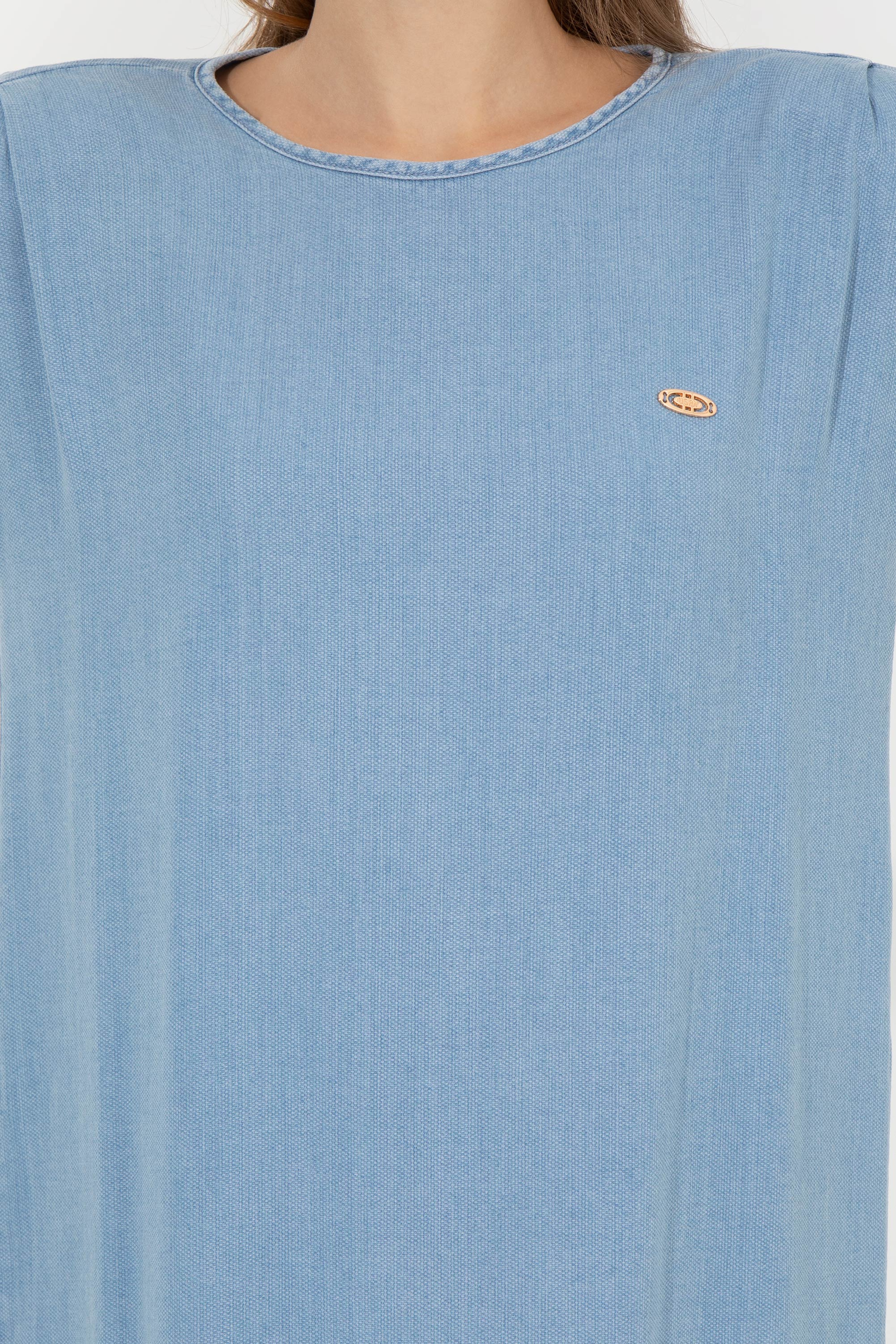 Kadın Açık Mavi Jean Elbise - Image 6