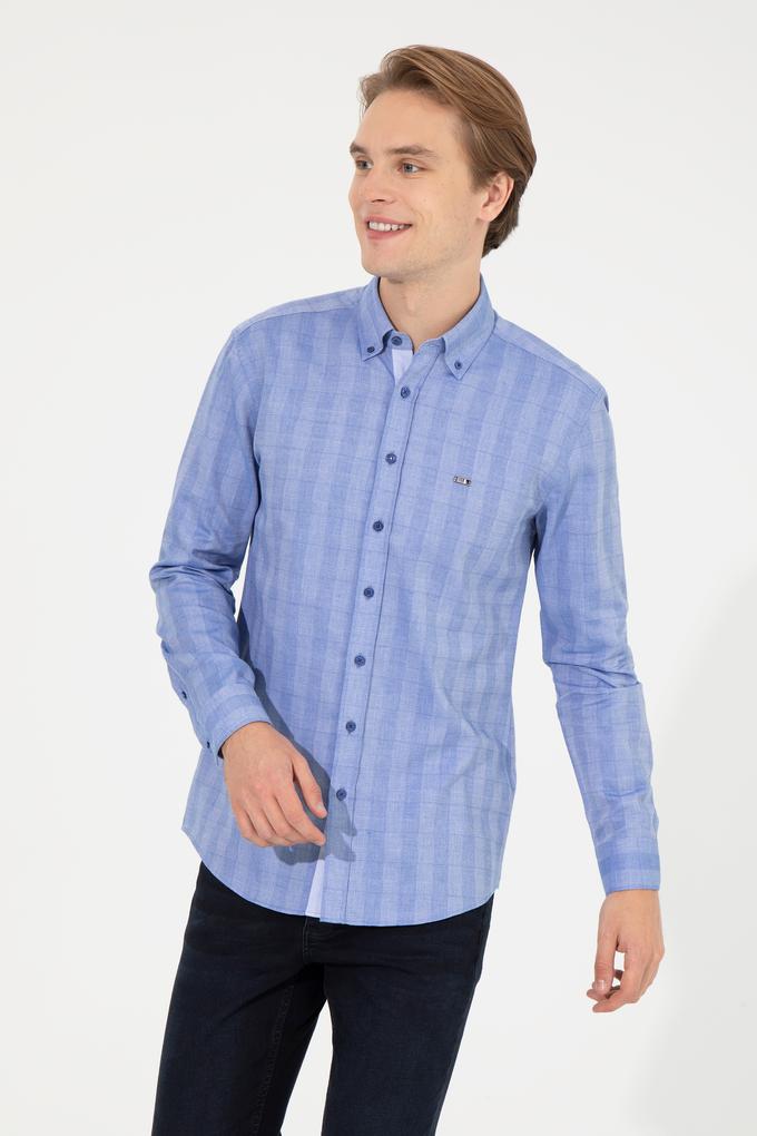 Erkek Mavi Uzun Kollu Gömlek