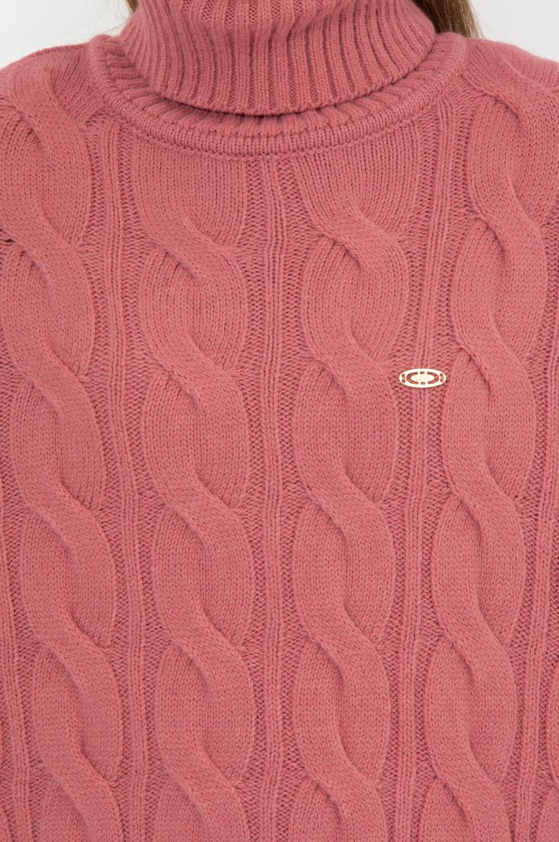 Kadın Pembe Balıkçı Yaka Kazak