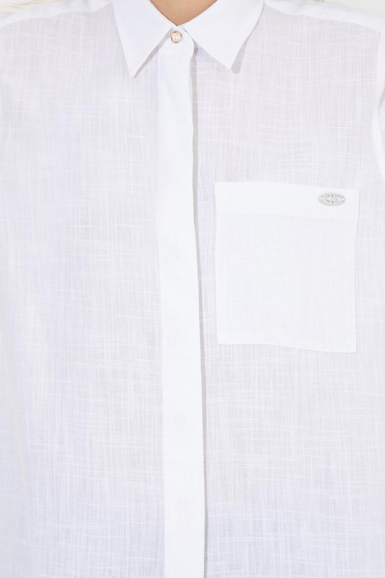 Kadın Beyaz Uzun Kollu Gömlek - 50251872007