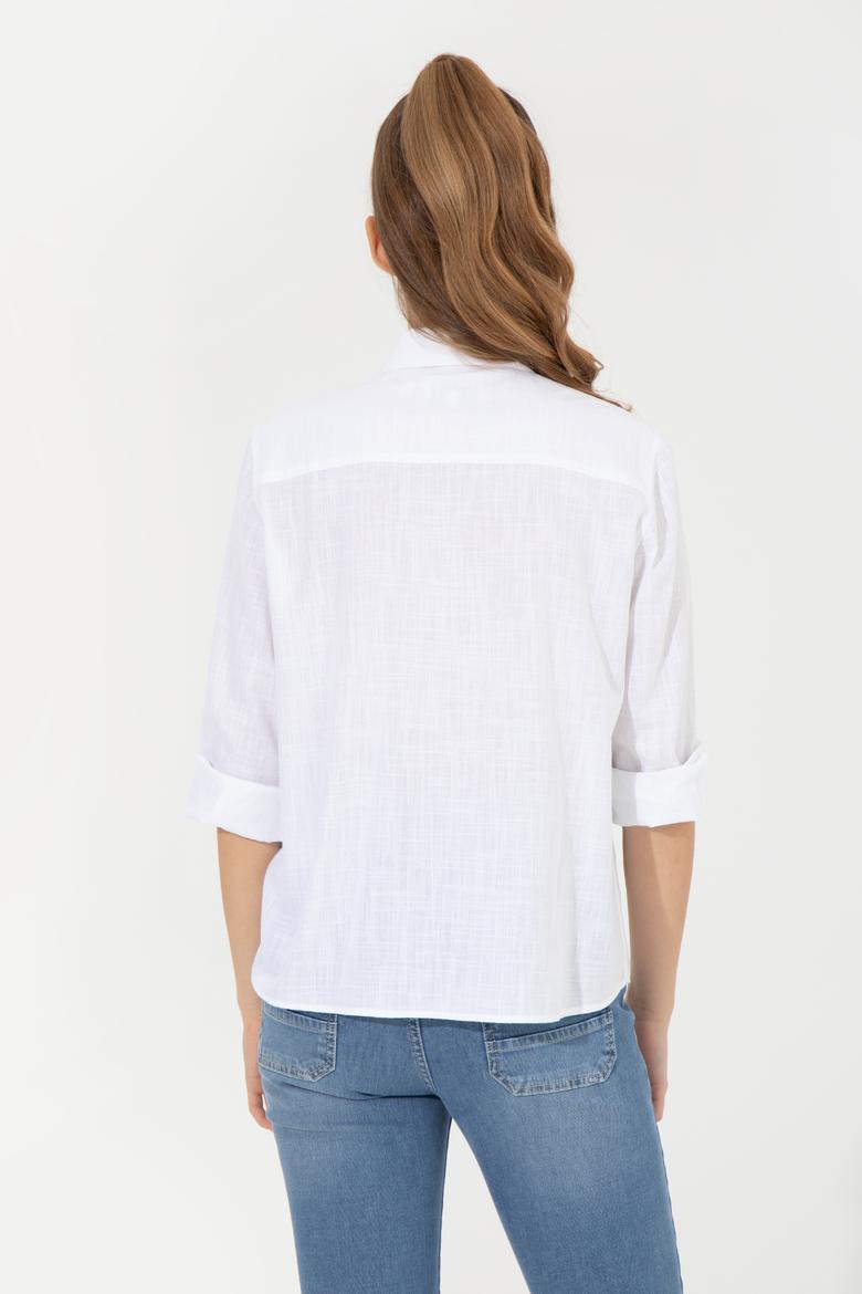 Kadın Beyaz Uzun Kollu Gömlek - 50251872007